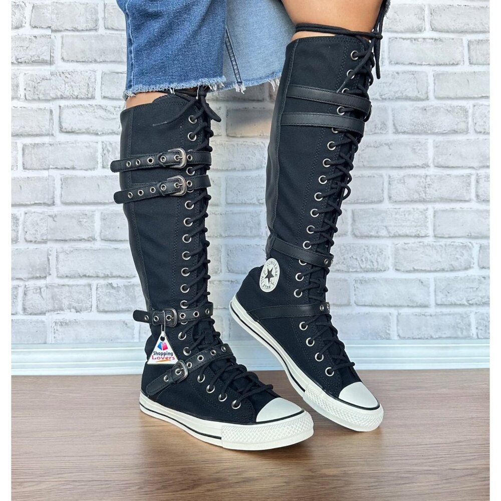 ⭐Converse Chuck Taylor XXHi Leather Straps 8.5 Women Sneaker Boots Black A16600C